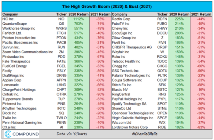 2020 stock boom to 2021 stock bust